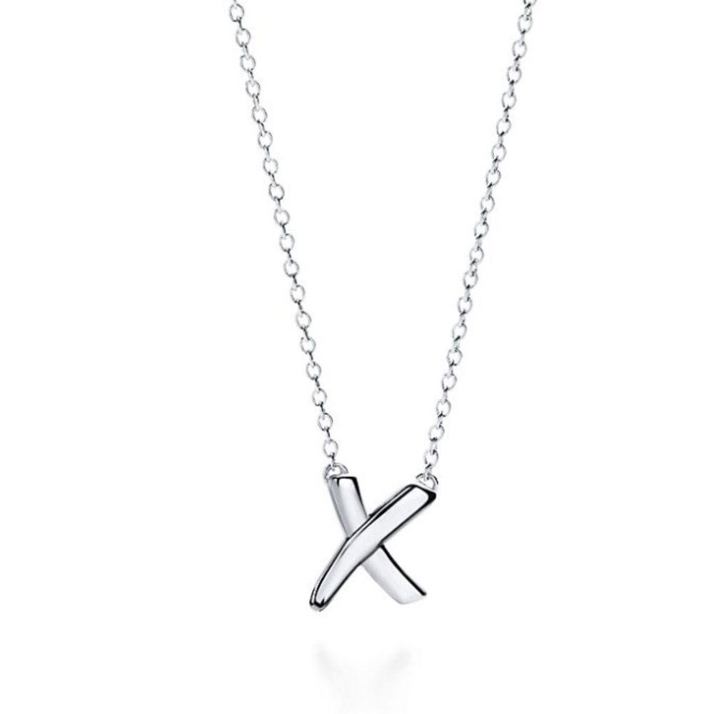 Tiffany & Co. Sterling Silver Paloma Picasso X Kiss Pendant Necklace 16" Chain